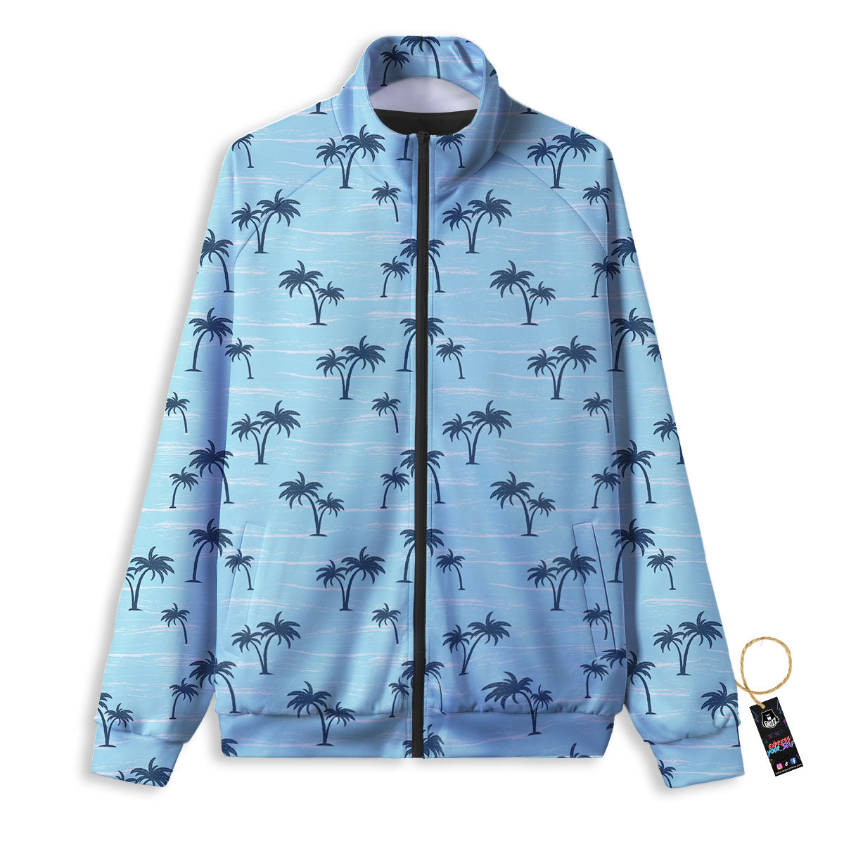 Palm Tree Blue Print Pattern Track Jacket-grizzshop