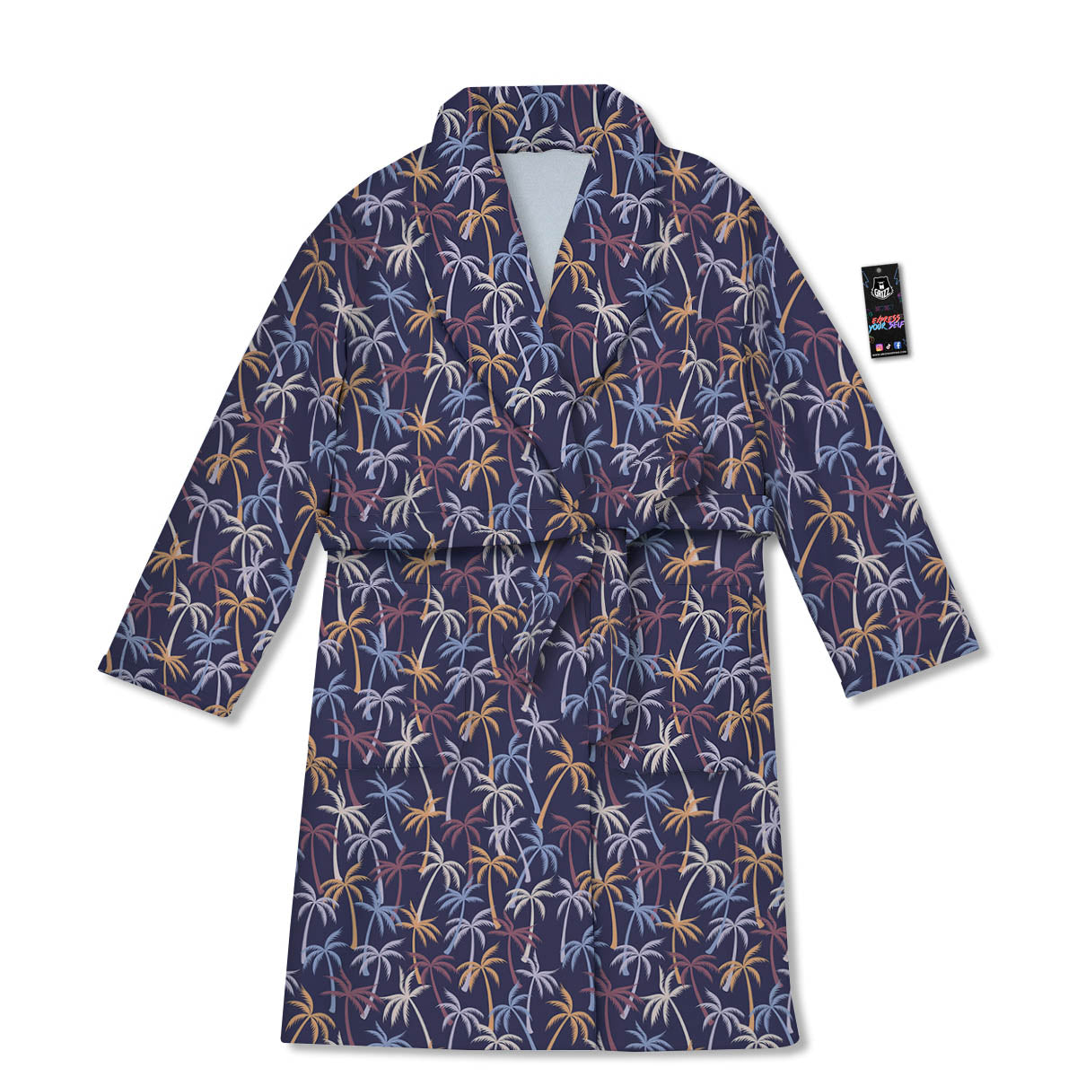 Palm Tree Colorful Print Pattern Bathrobe-grizzshop