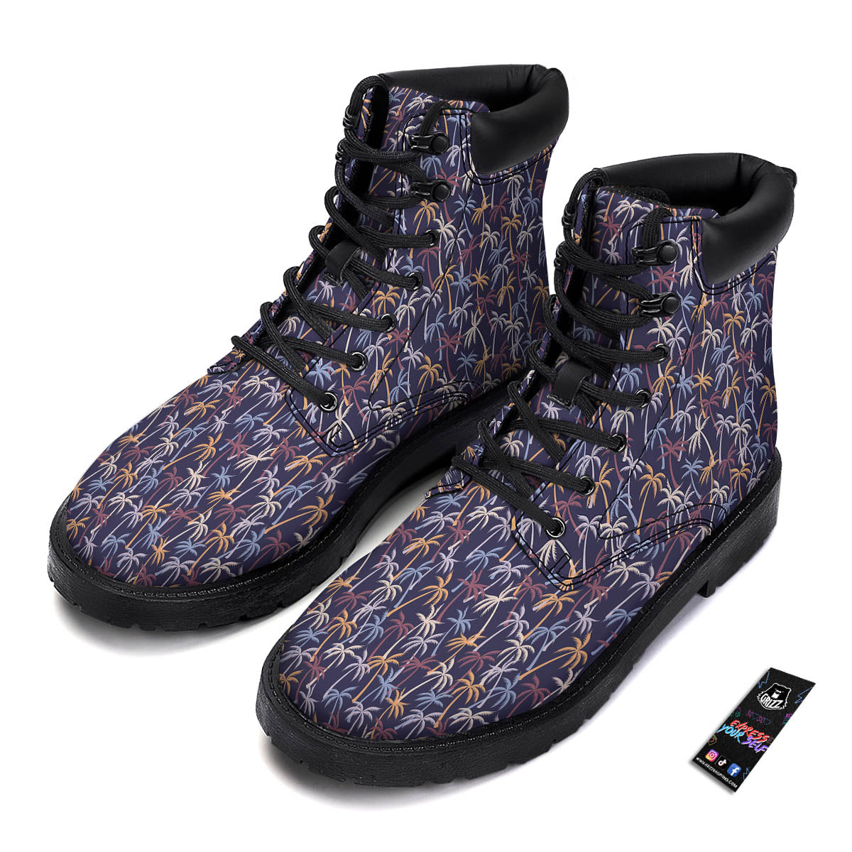 Palm Tree Colorful Print Pattern Boots-grizzshop