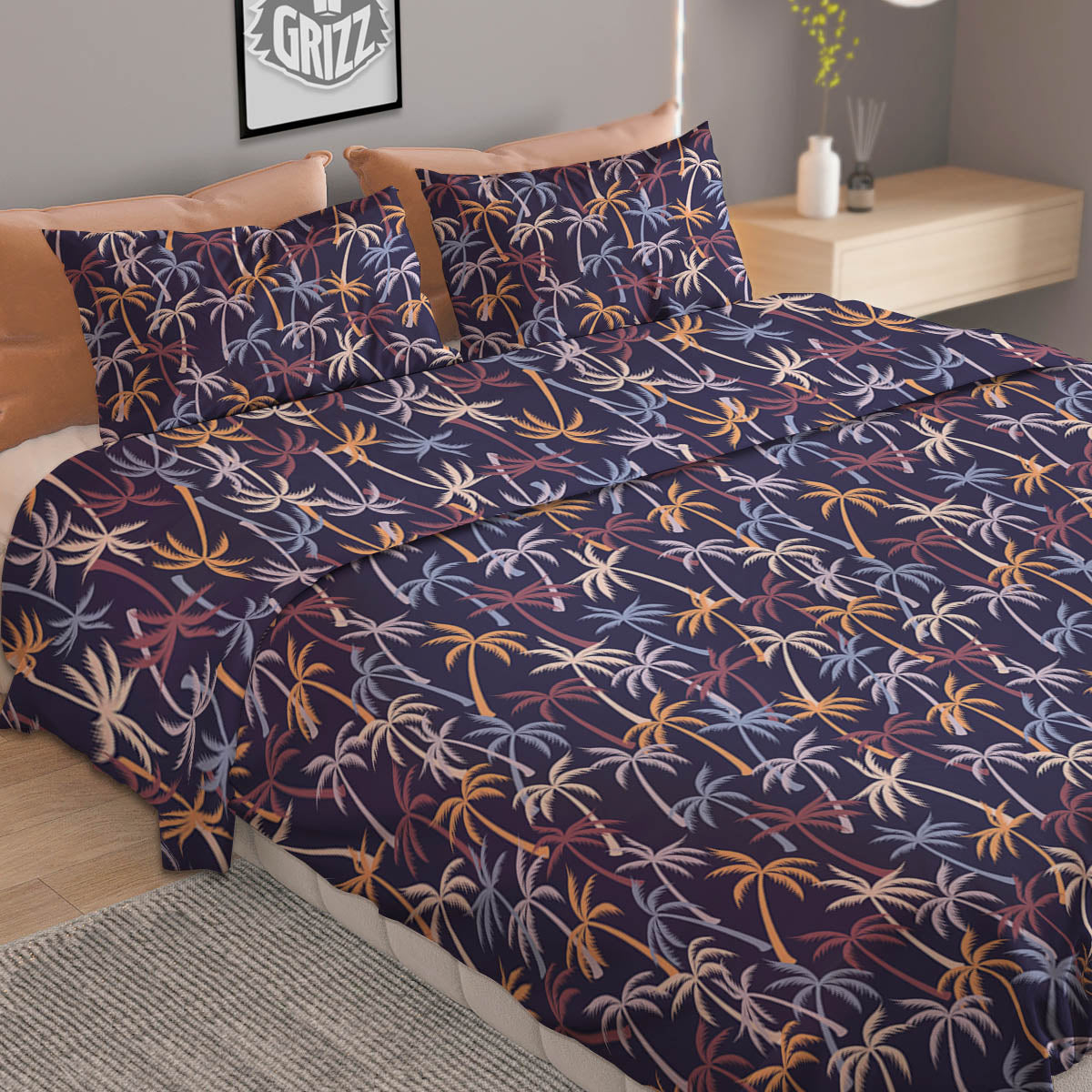 Night Owl Full Moon Print Duvet Cover Bedding Set