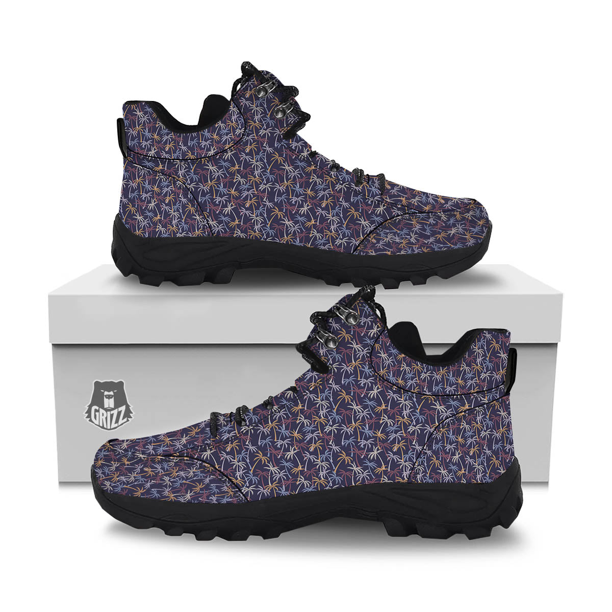 Palm Tree Colorful Print Pattern Hiking Shoes-grizzshop