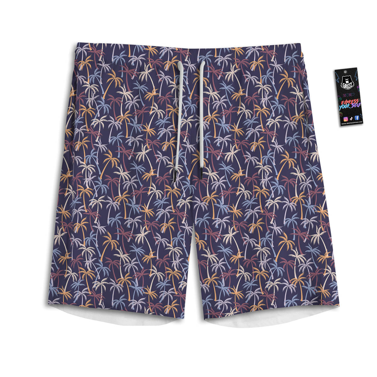 Palm Tree Colorful Print Pattern Men's Athletic Shorts