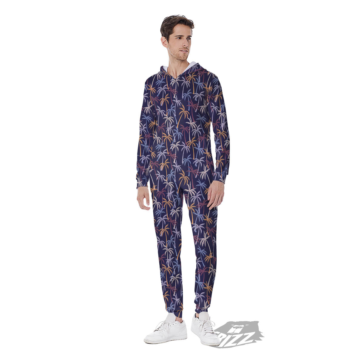 Palm Tree Colorful Print Pattern Men's Jumpsuit-grizzshop