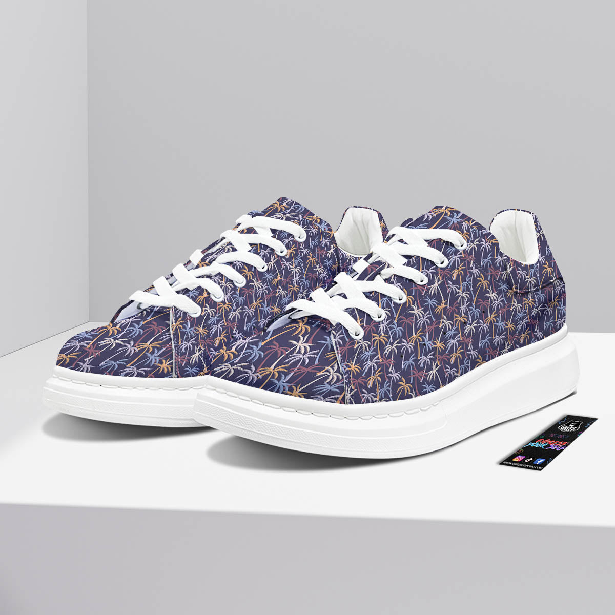 Palm Tree Colorful Print Pattern Platform Shoes-grizzshop