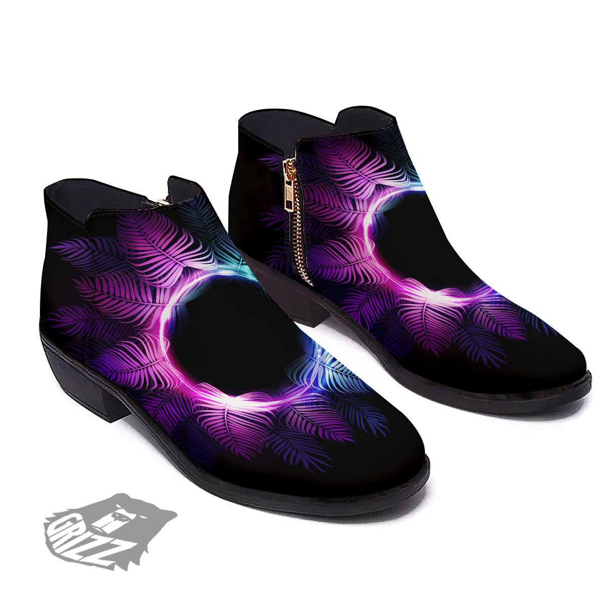 Palm Tree EDM Beach Print Ankle Boots-grizzshop