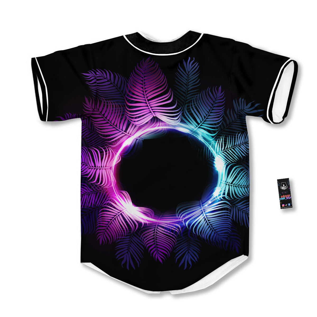Palm Tree EDM Beach Print Baseball Jersey-grizzshop