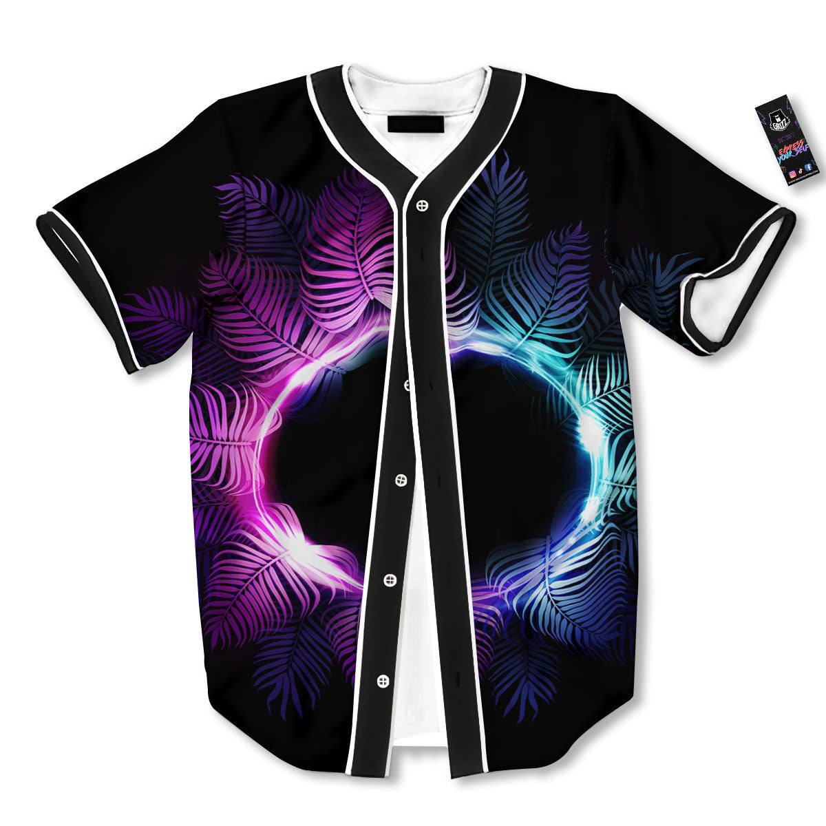 Palm Tree EDM Beach Print Baseball Jersey-grizzshop