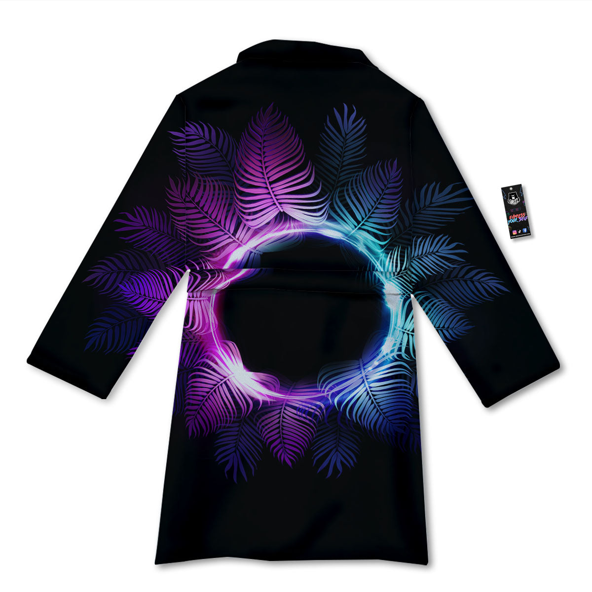 Palm Tree EDM Beach Print Bathrobe-grizzshop