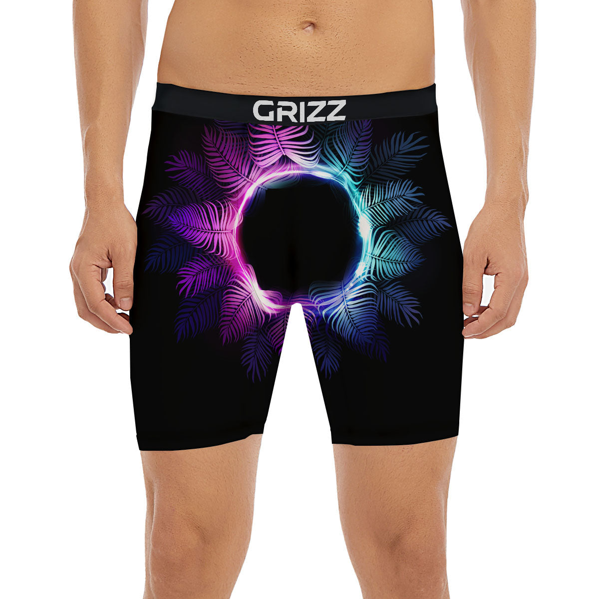 Palm Tree EDM Beach Print Boxer Briefs-grizzshop