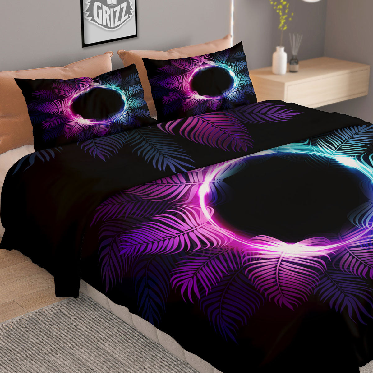 Palm Tree EDM Beach Print Duvet Cover Bedding Set