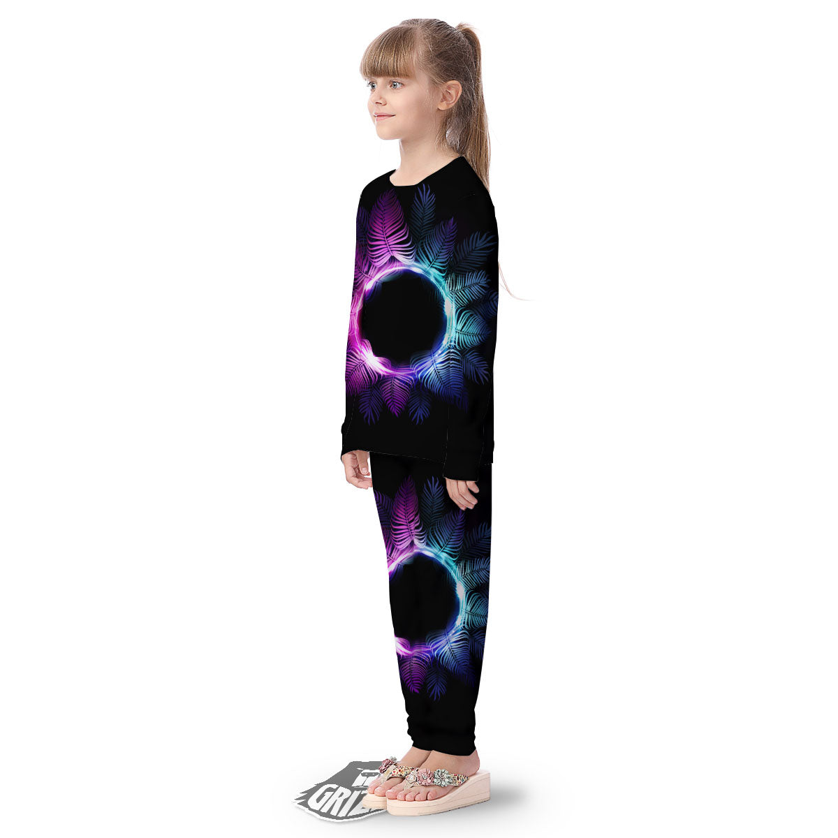 Palm Tree EDM Beach Print Kid's Pajamas-grizzshop