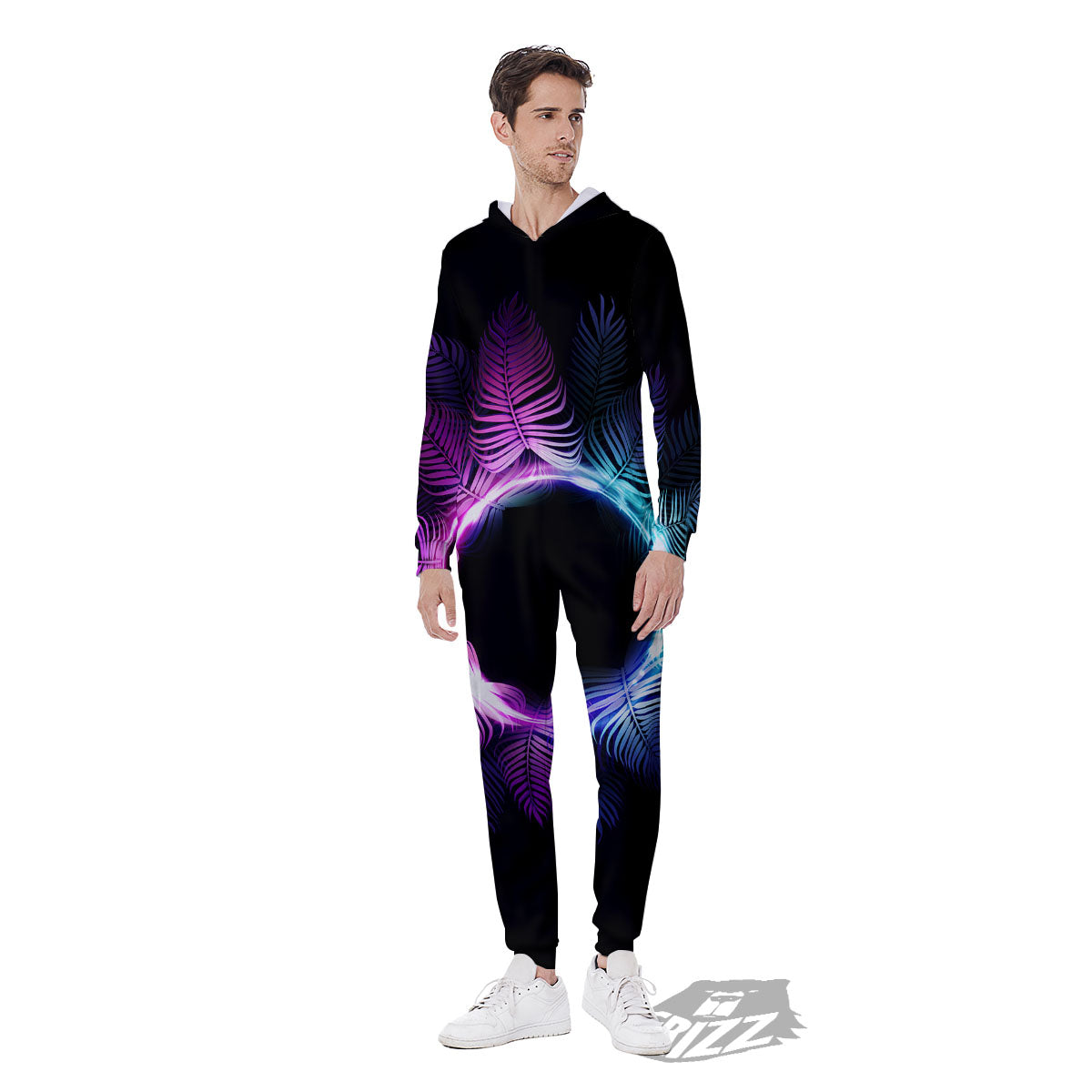 Palm Tree EDM Beach Print Men's Jumpsuit-grizzshop