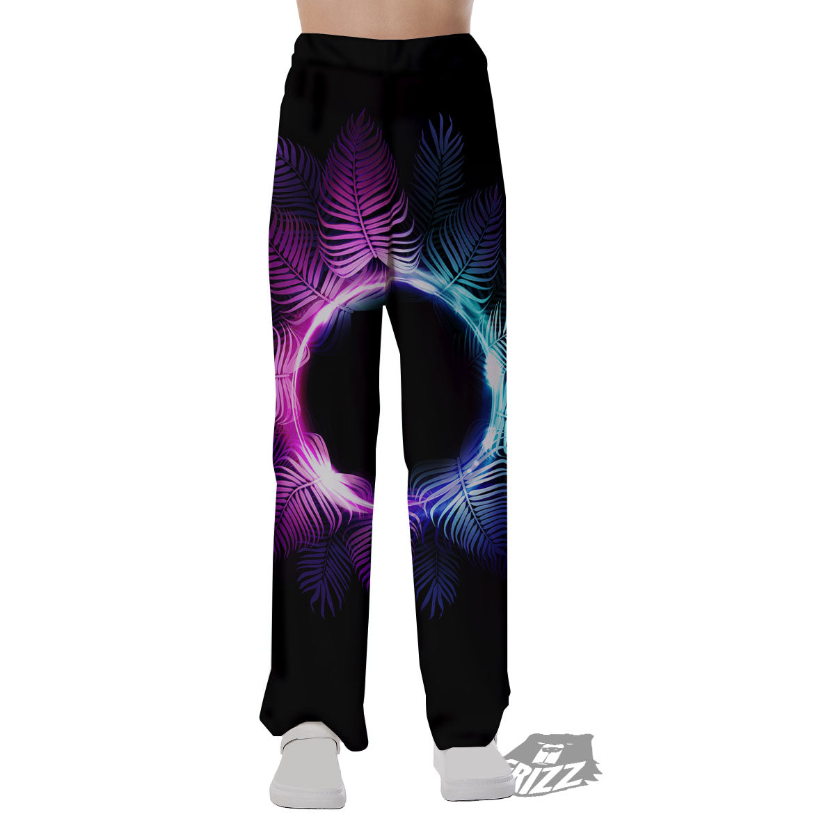 Palm Tree EDM Beach Print Pajama Pants-grizzshop