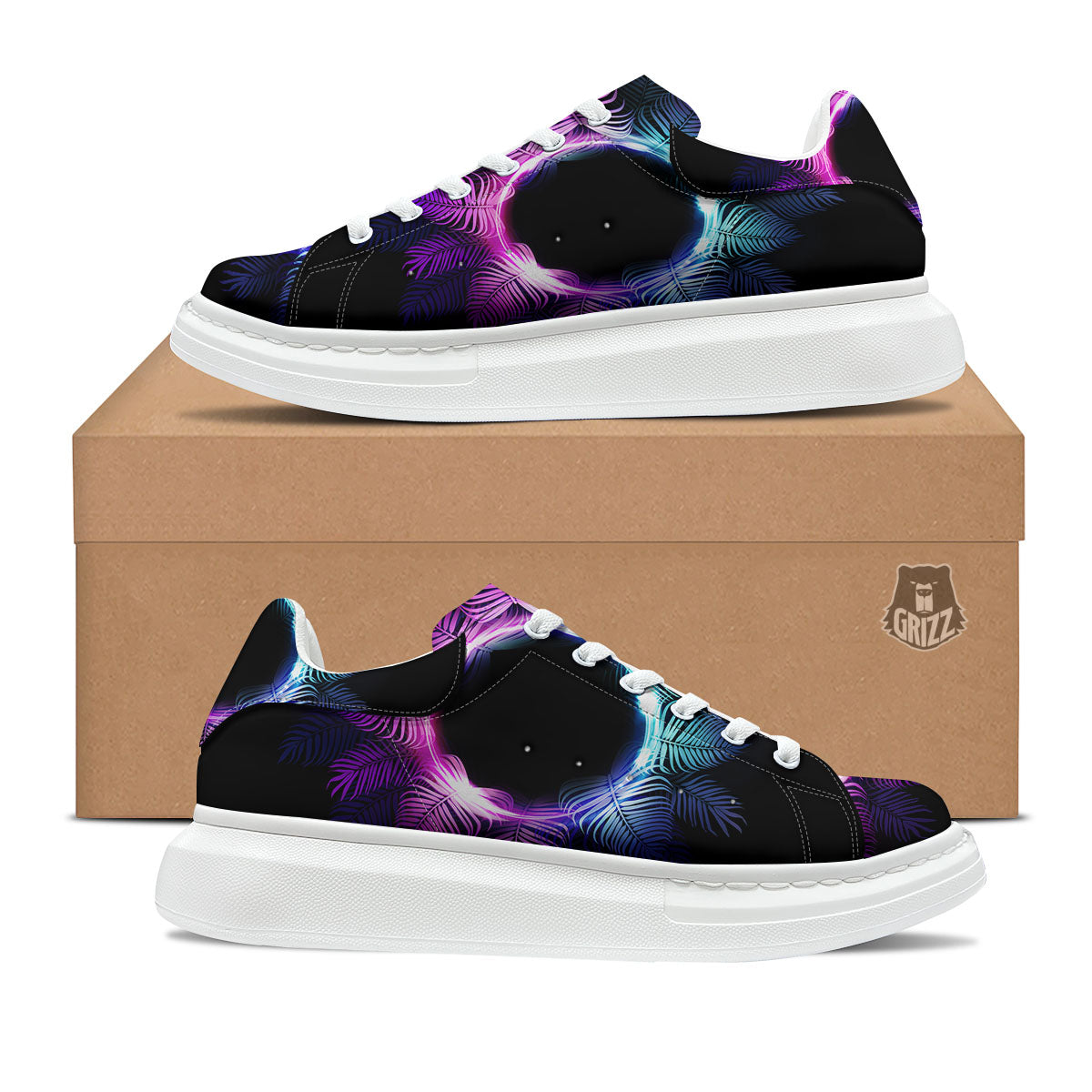 Palm Tree EDM Beach Print Platform Shoes-grizzshop