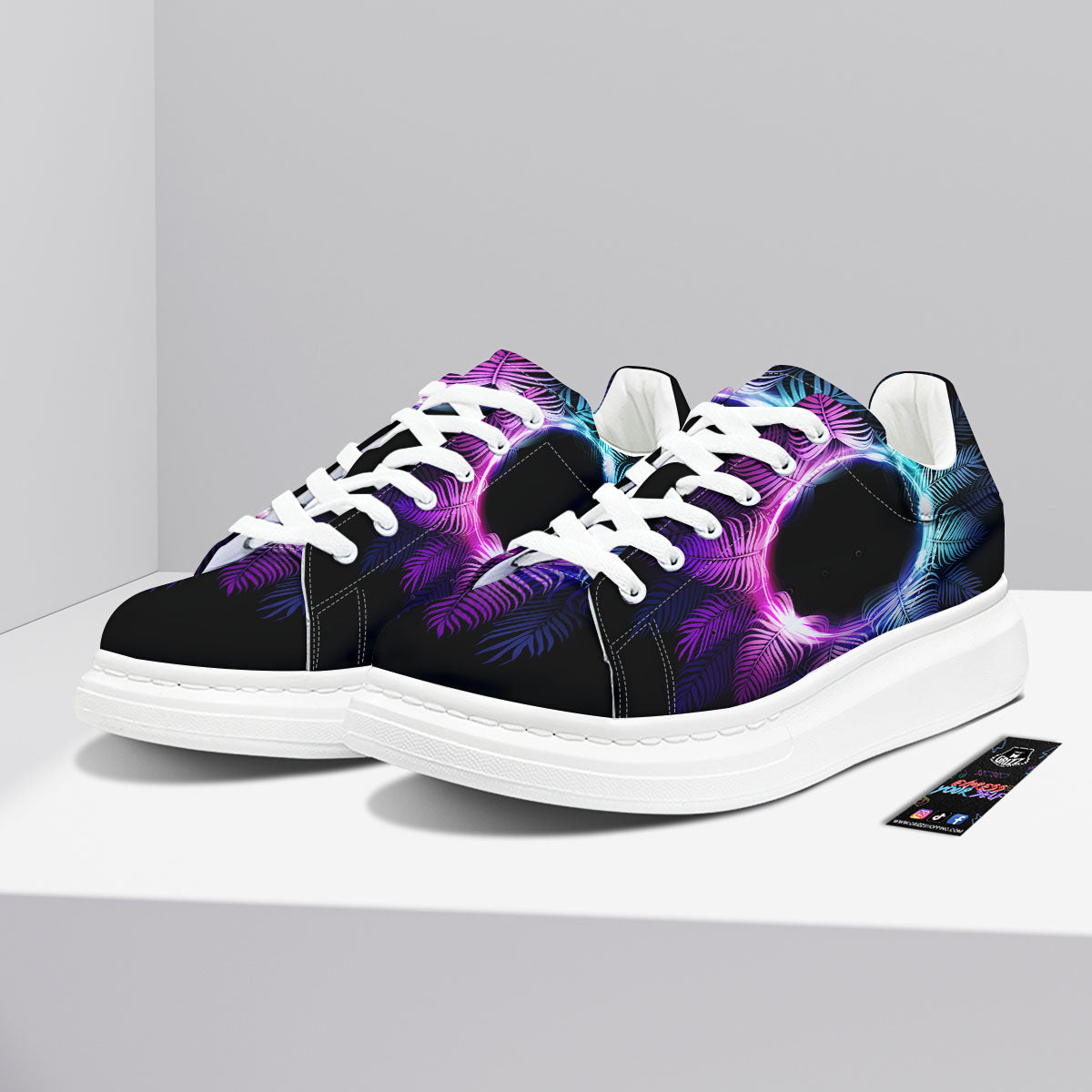 Palm Tree EDM Beach Print Platform Shoes-grizzshop
