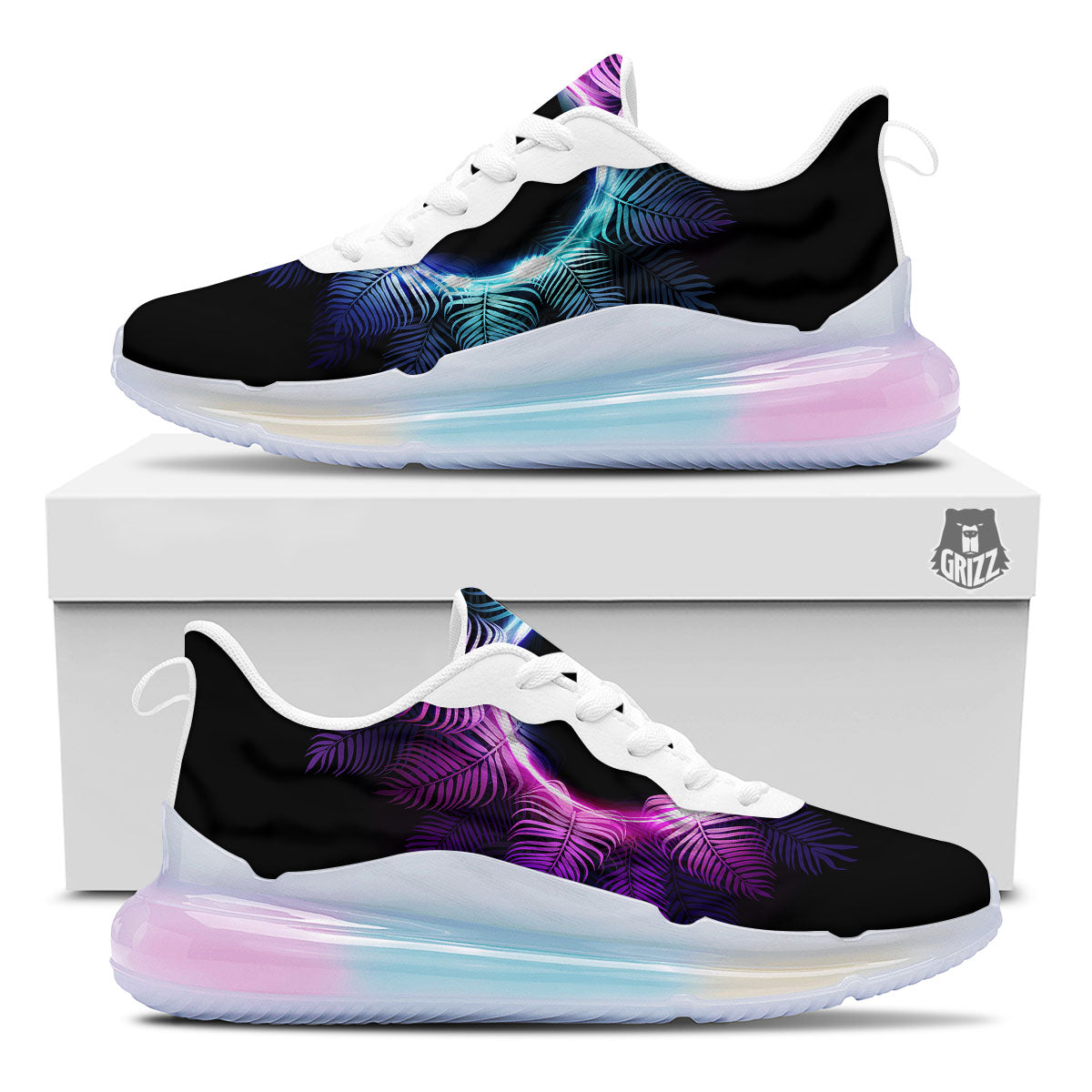 Palm Tree EDM Beach Print Running Sneakers-grizzshop