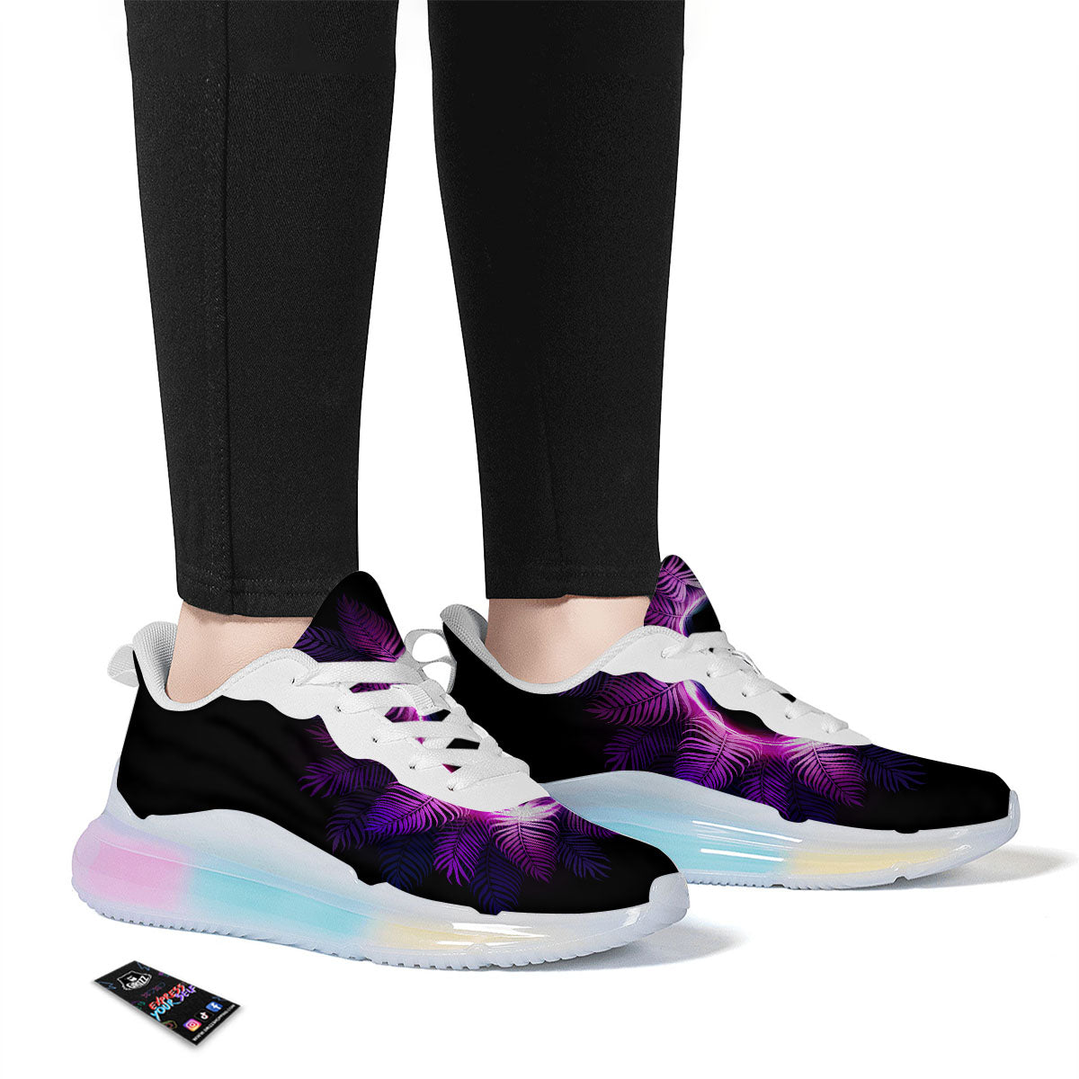 Palm Tree EDM Beach Print Running Sneakers-grizzshop