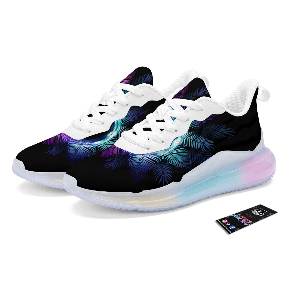 Palm Tree EDM Beach Print Running Sneakers-grizzshop
