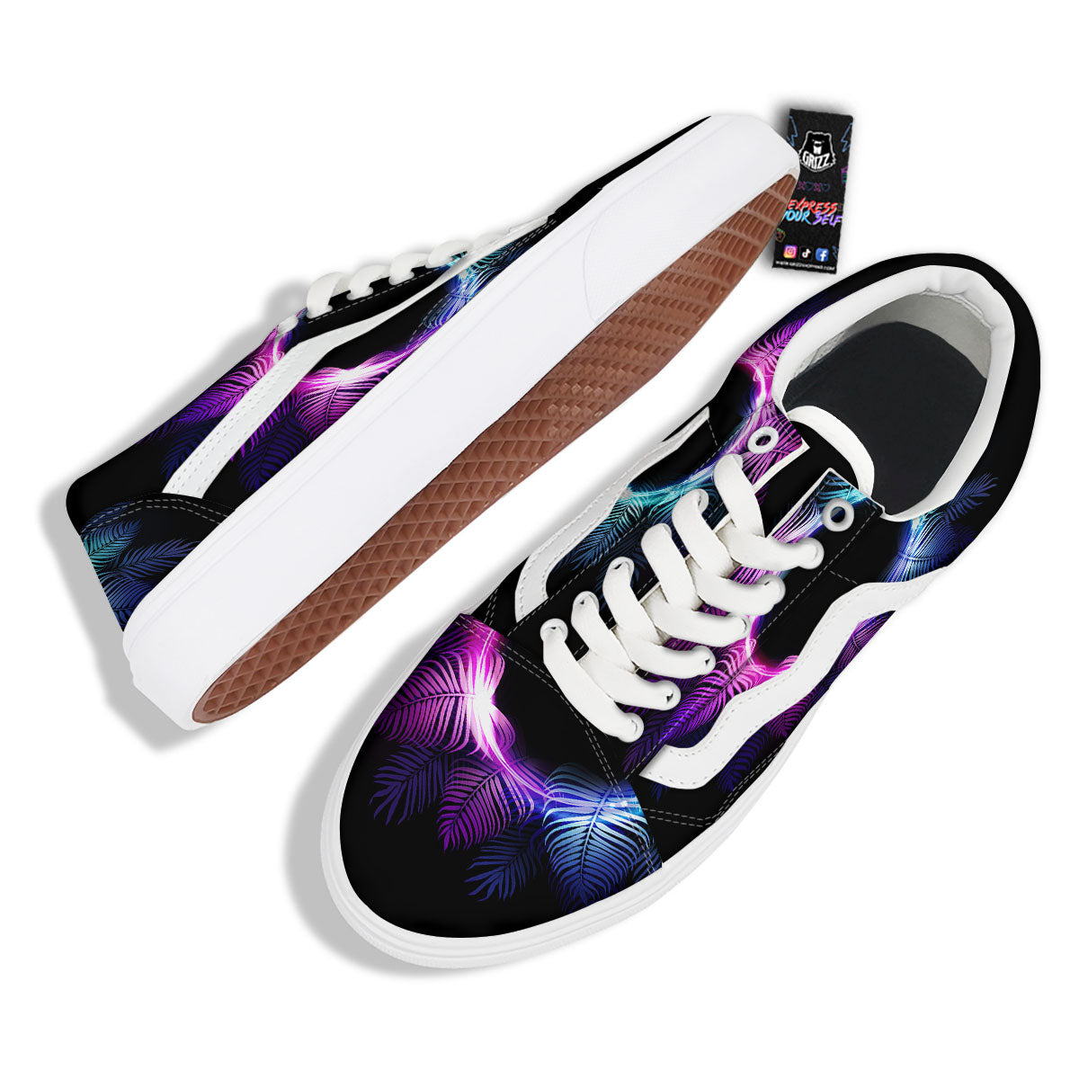 Palm Tree EDM Beach Print Skate Shoes-grizzshop