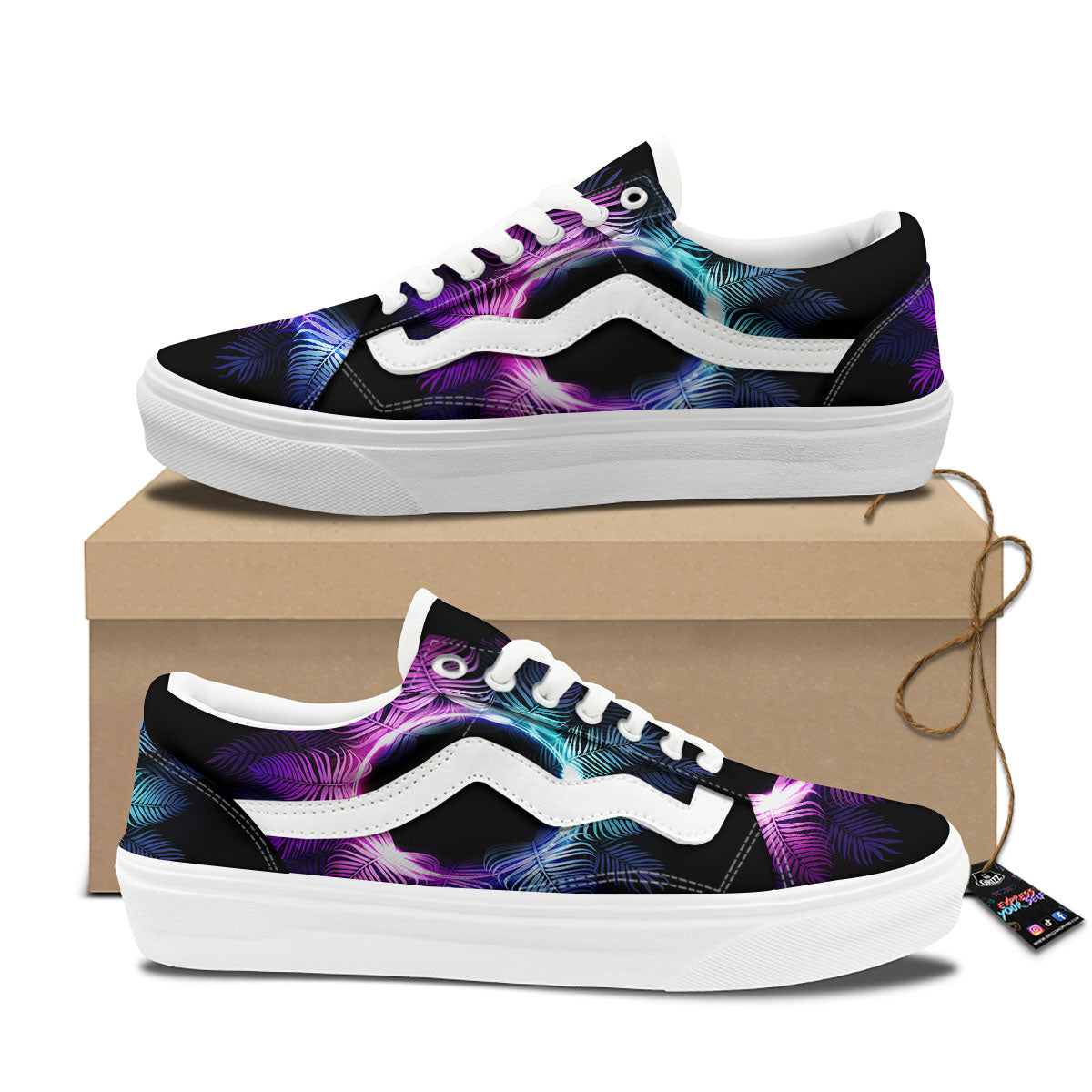 Palm Tree EDM Beach Print Skate Shoes-grizzshop