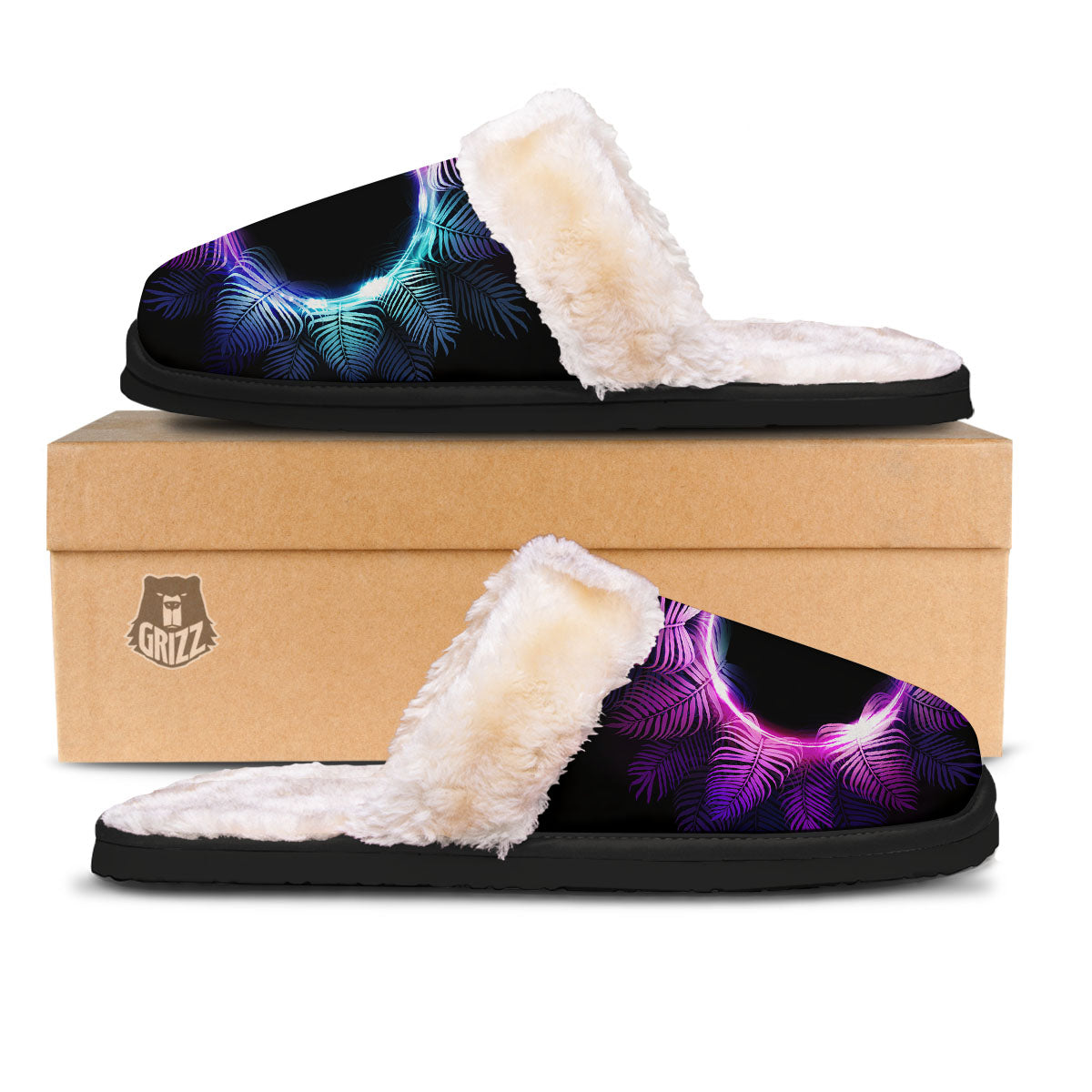 Palm Tree EDM Beach Print Slippers-grizzshop