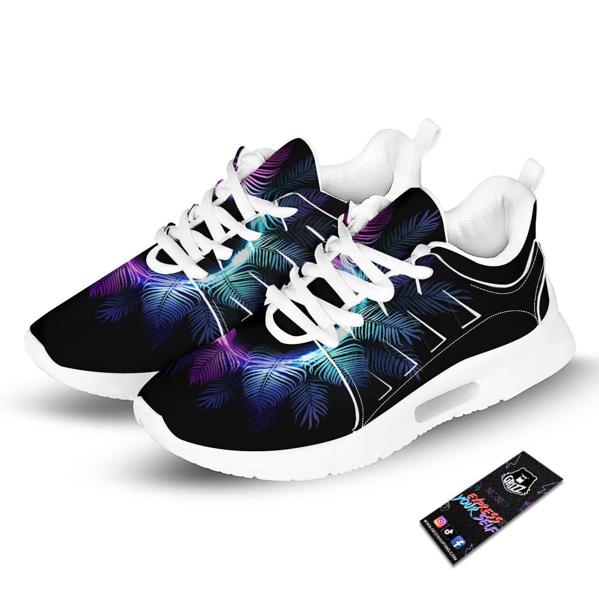 Palm Tree EDM Beach Print Tennis Shoes-grizzshop