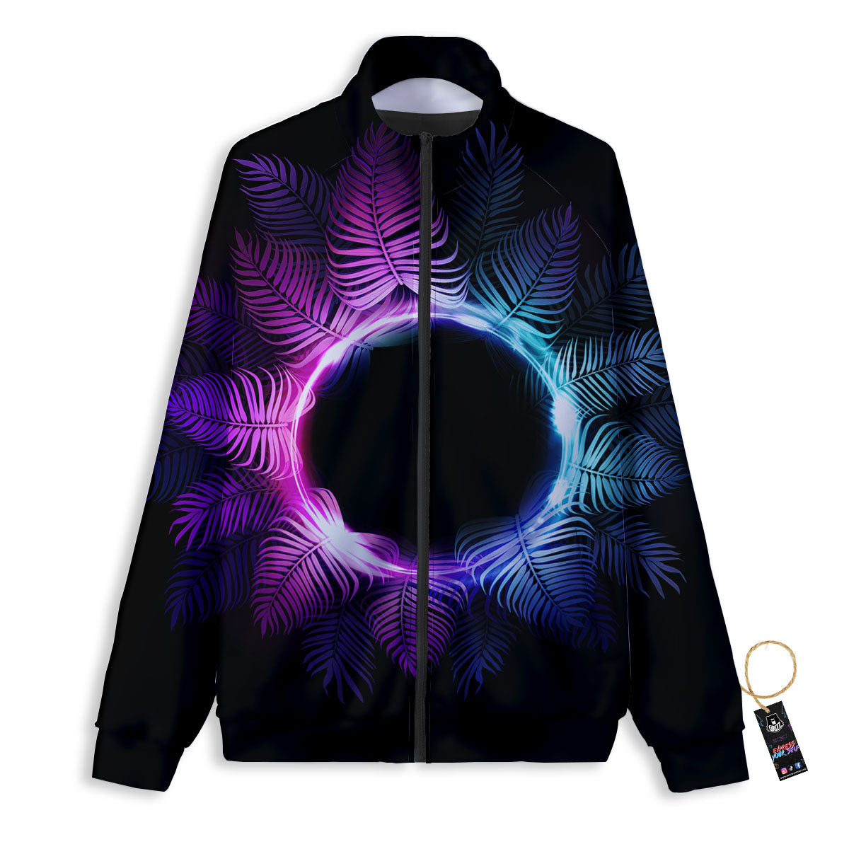 Palm Tree EDM Beach Print Track Jacket-grizzshop