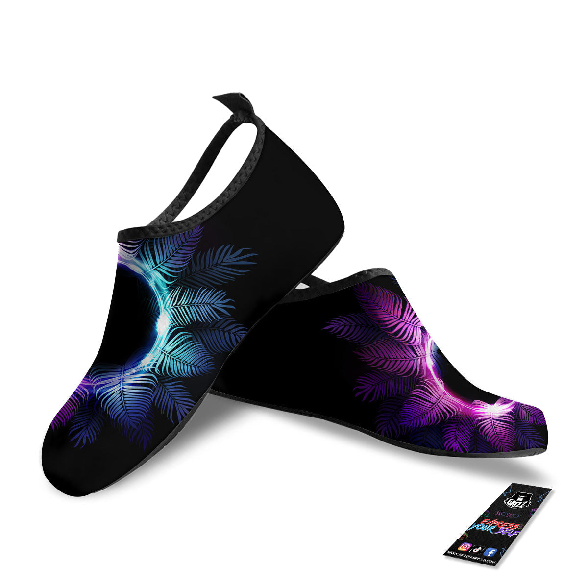 Palm Tree EDM Beach Print Water Shoes-grizzshop
