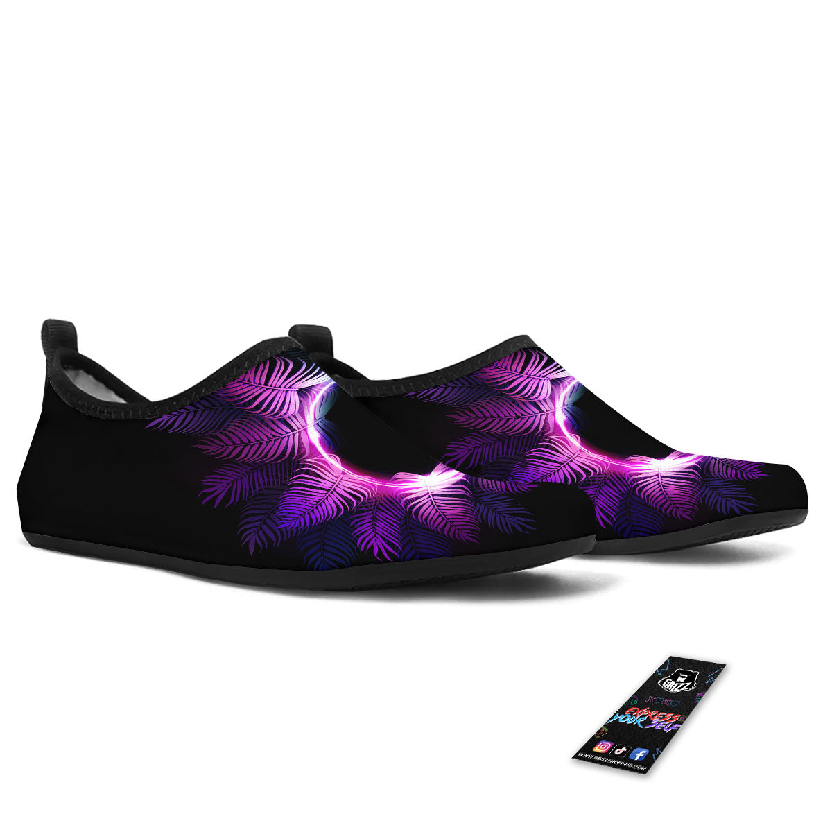 Palm Tree EDM Beach Print Water Shoes-grizzshop