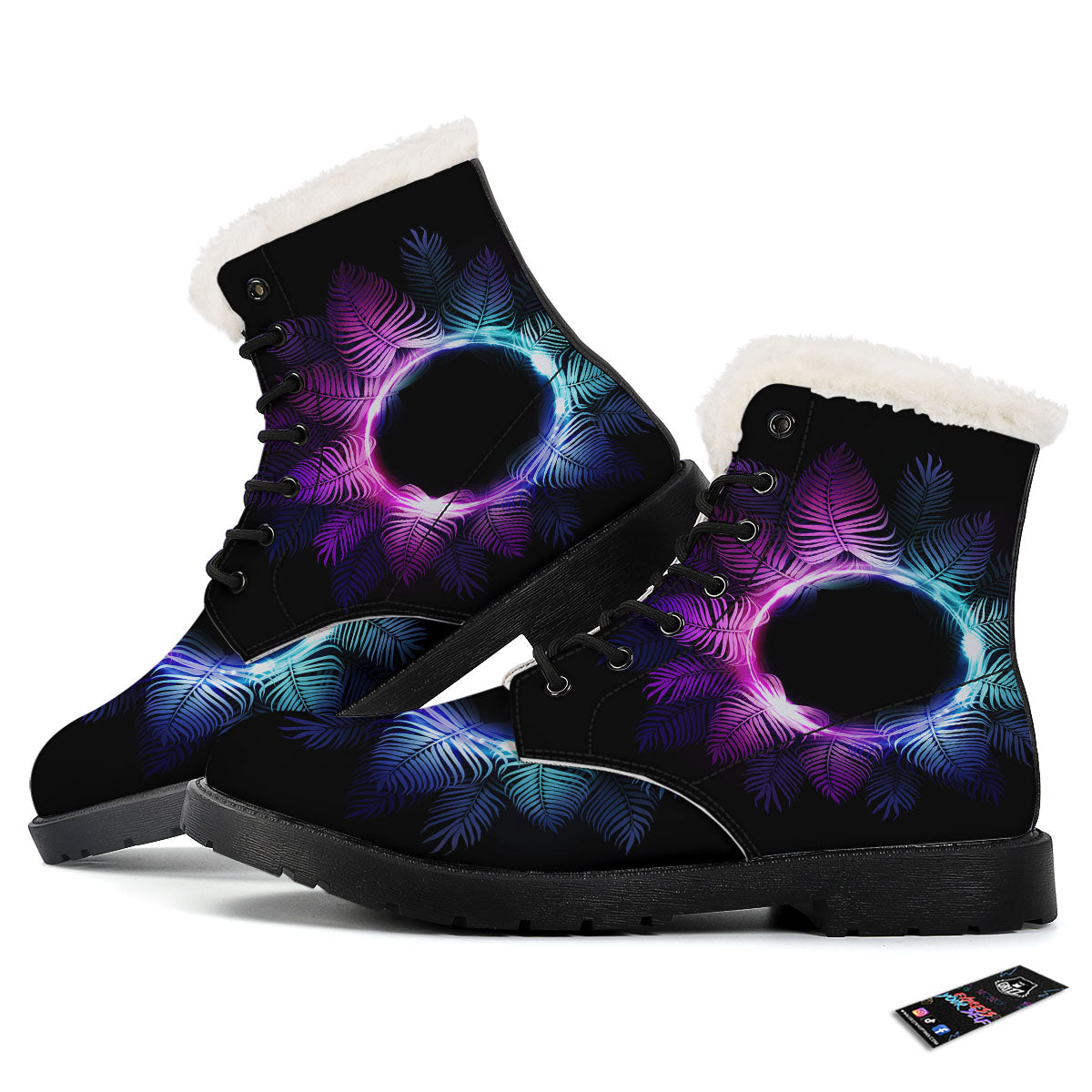 Palm Tree EDM Beach Print Winter Boots-grizzshop