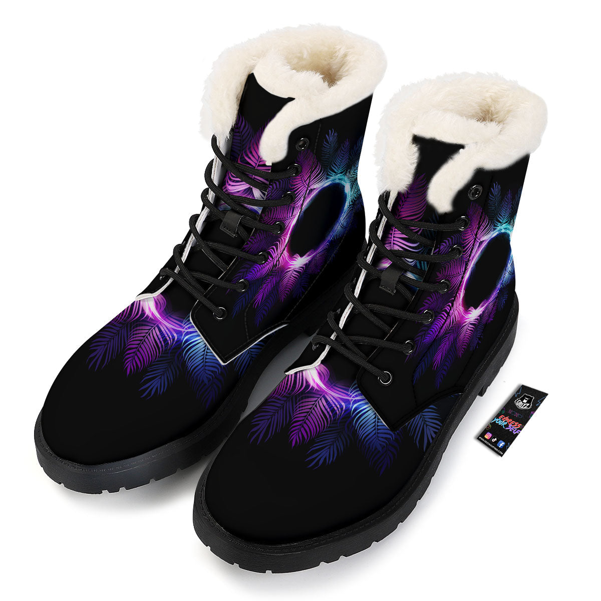Palm Tree EDM Beach Print Winter Boots-grizzshop