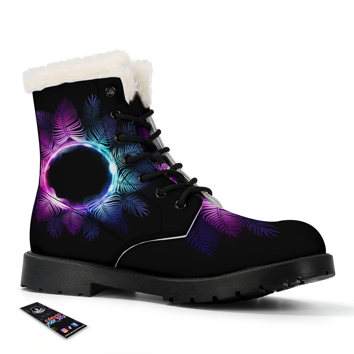 Palm Tree EDM Beach Print Winter Boots-grizzshop
