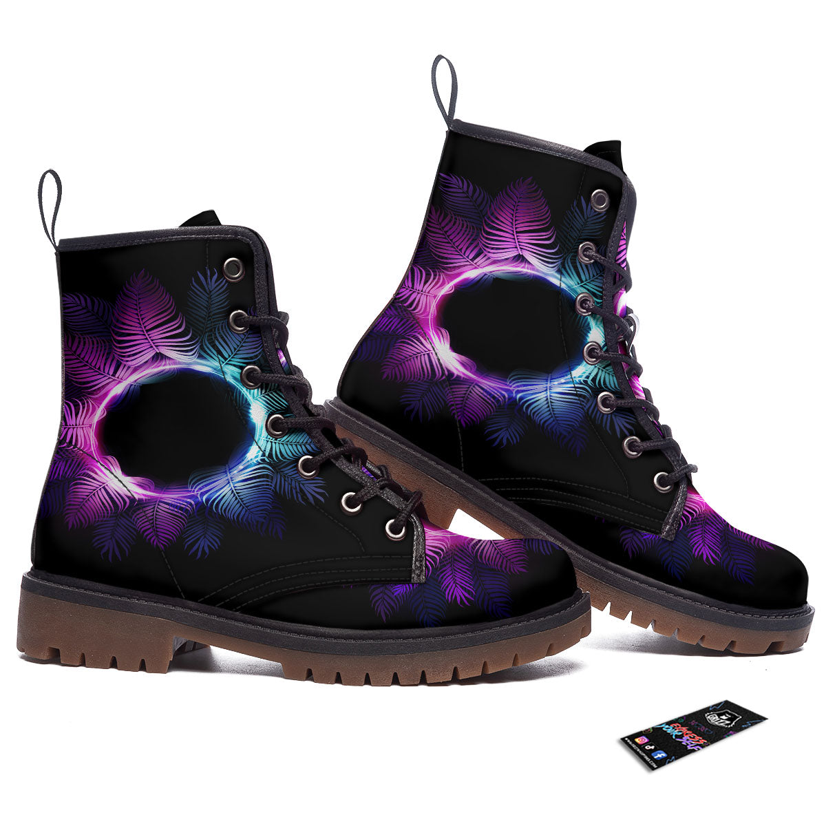 Palm Tree EDM Beach Print Work Boots-grizzshop