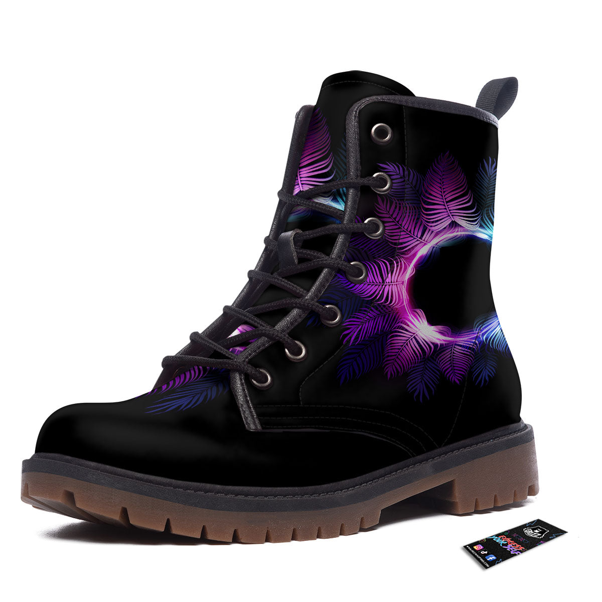 Palm Tree EDM Beach Print Work Boots-grizzshop