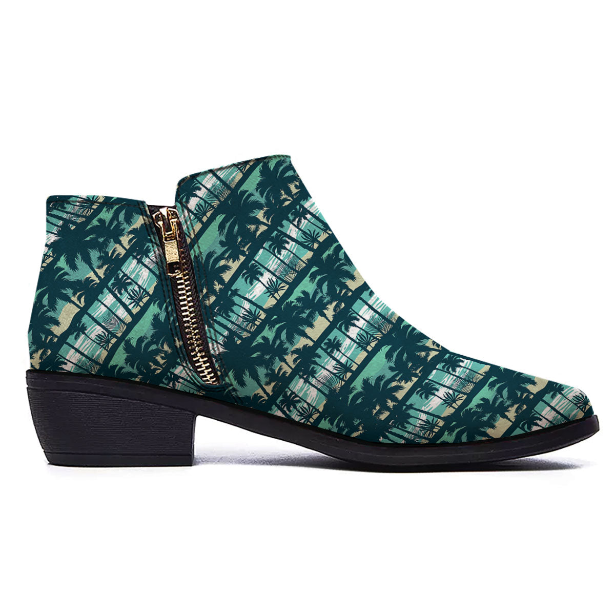 Palm Tree Print Pattern Ankle Boots-grizzshop