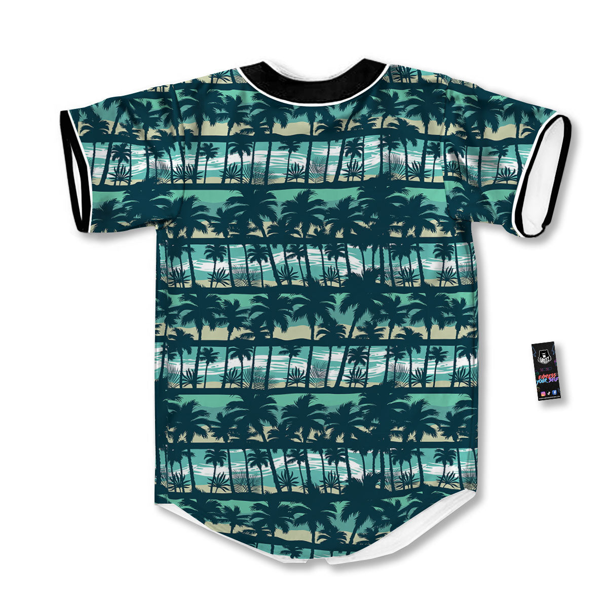 Palm Tree Print Pattern Baseball Jersey-grizzshop