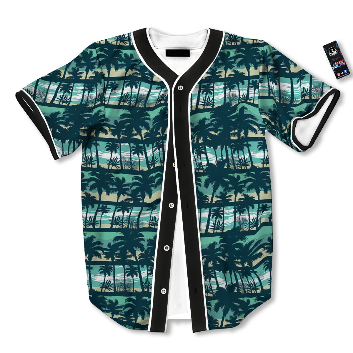 Palm Tree Print Pattern Baseball Jersey-grizzshop