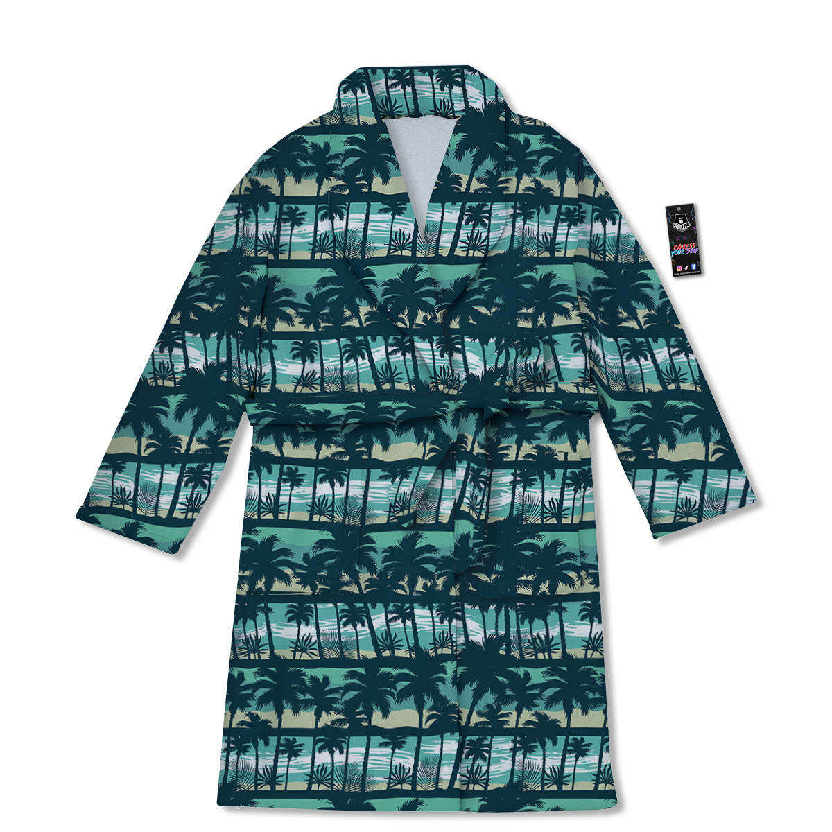 Palm Tree Print Pattern Bathrobe-grizzshop