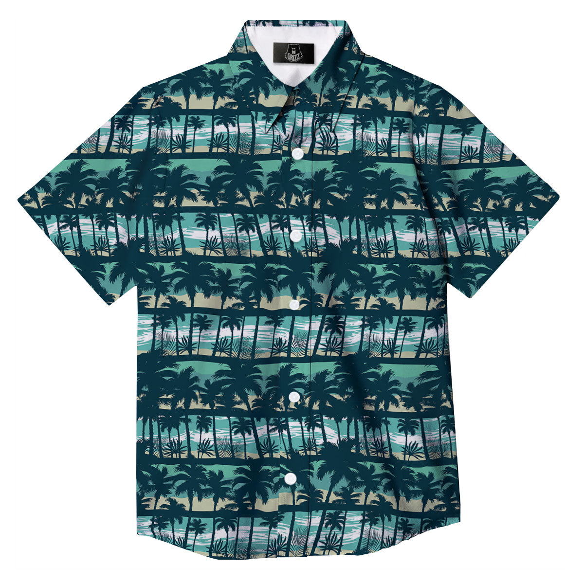 Palm Tree Print Pattern Button Up Shirt-grizzshop