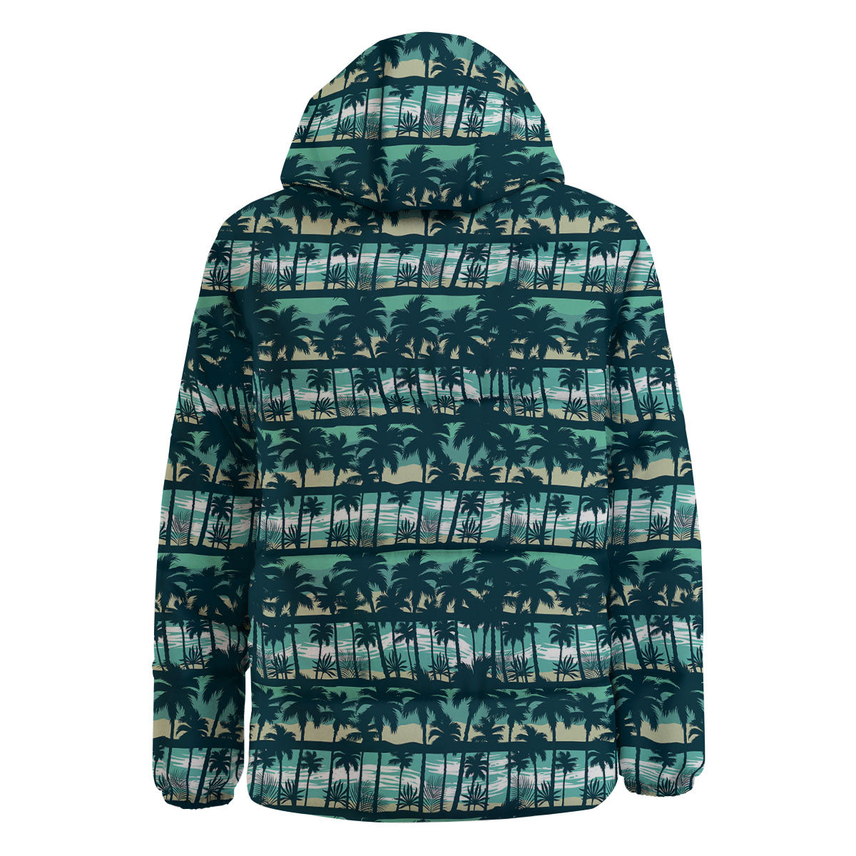 Palm Tree Print Pattern Down Jacket-grizzshop