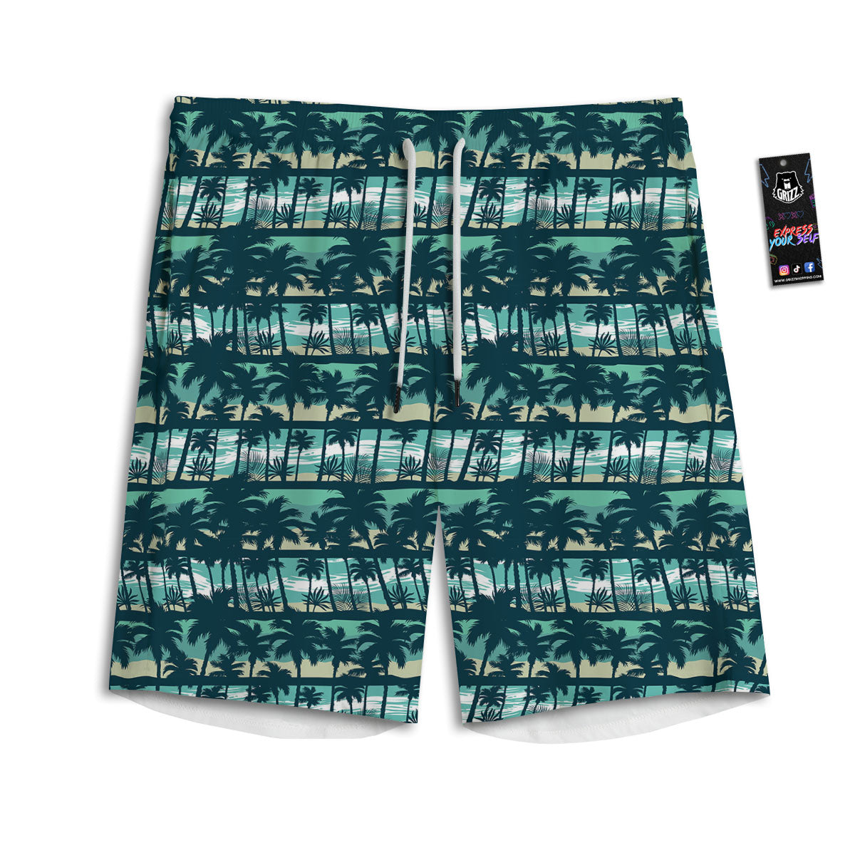 Palm Tree Print Pattern Men's Athletic Shorts