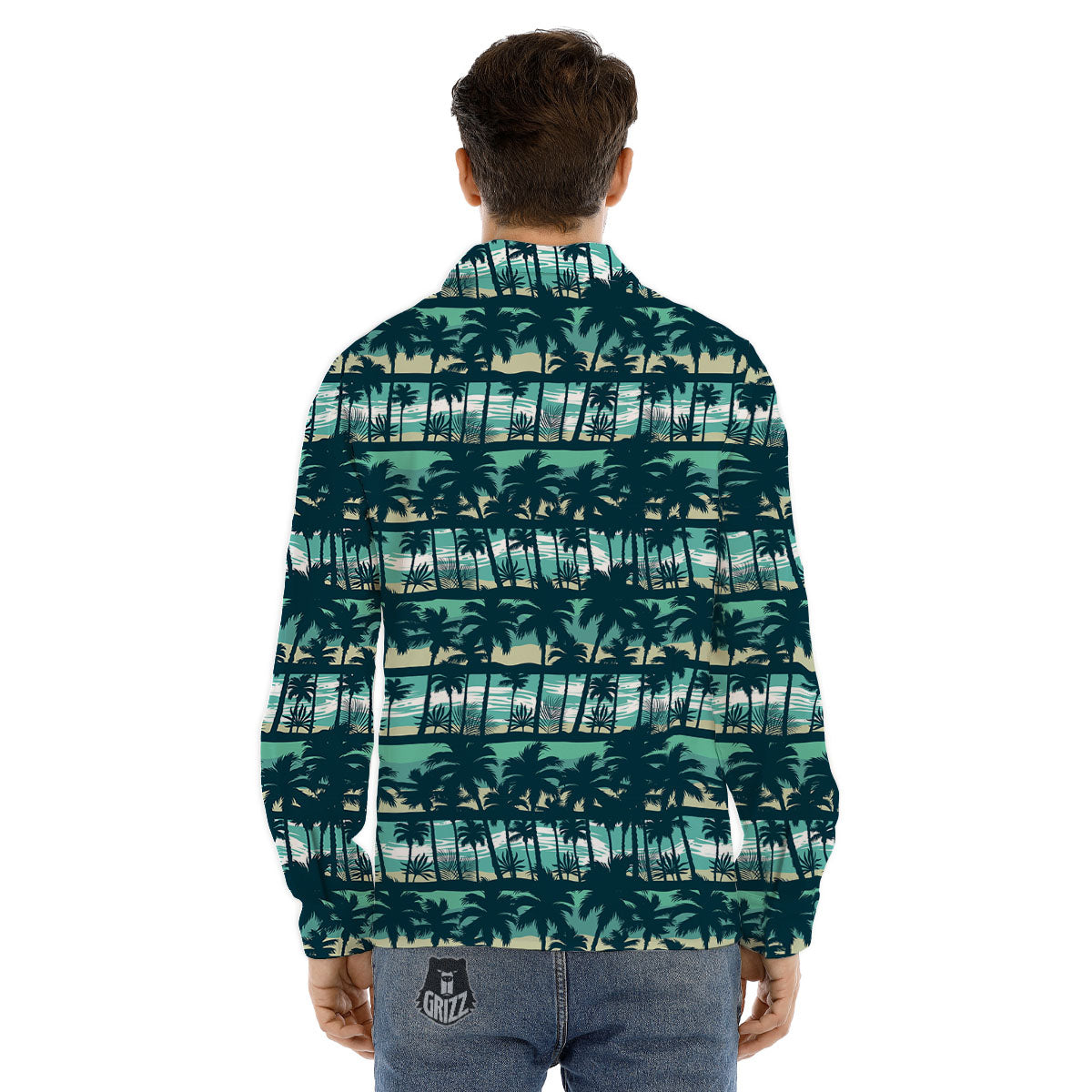 Palm Tree Print Pattern Men's Dress Shirts-grizzshop