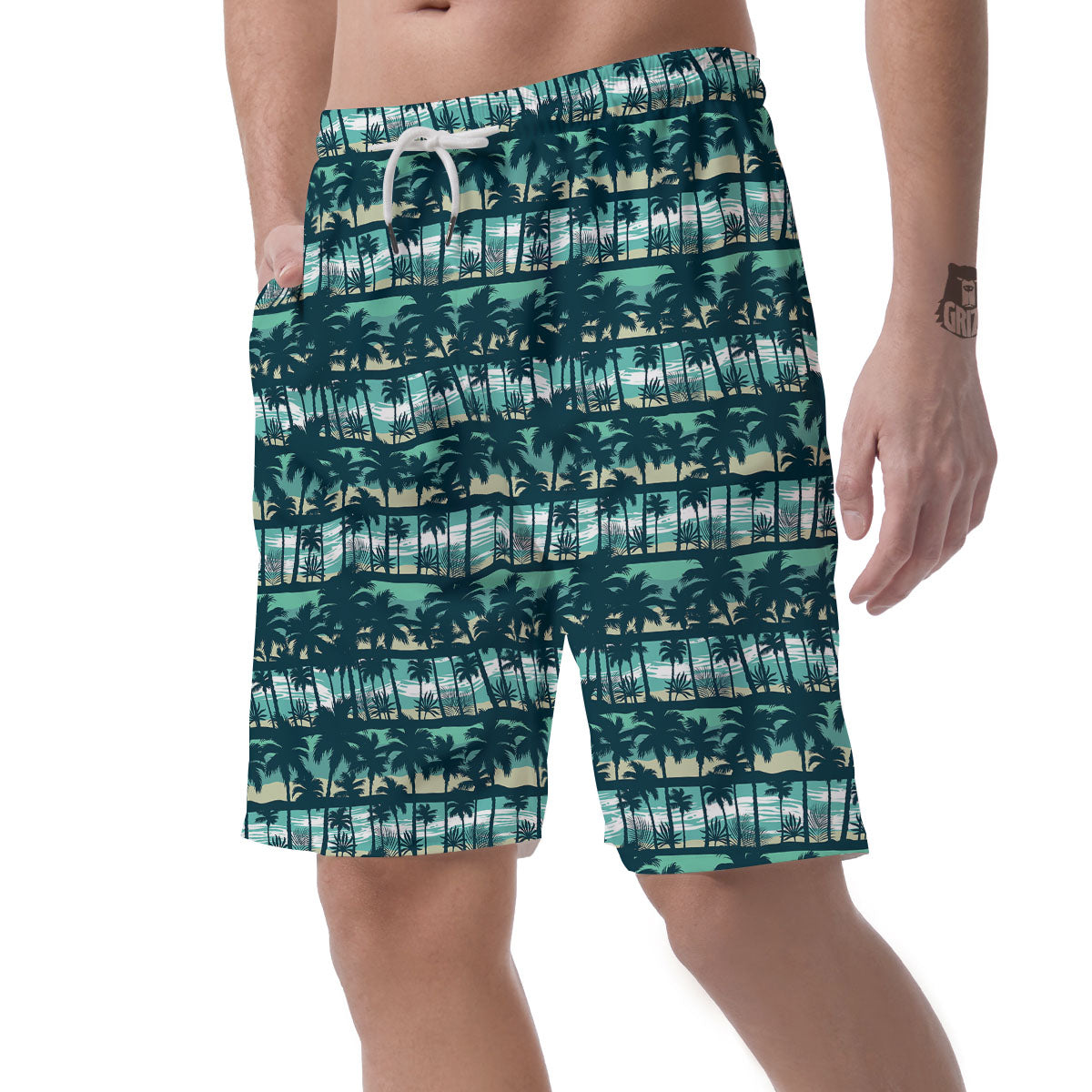 Palm Tree Print Pattern Men's Shorts-grizzshop