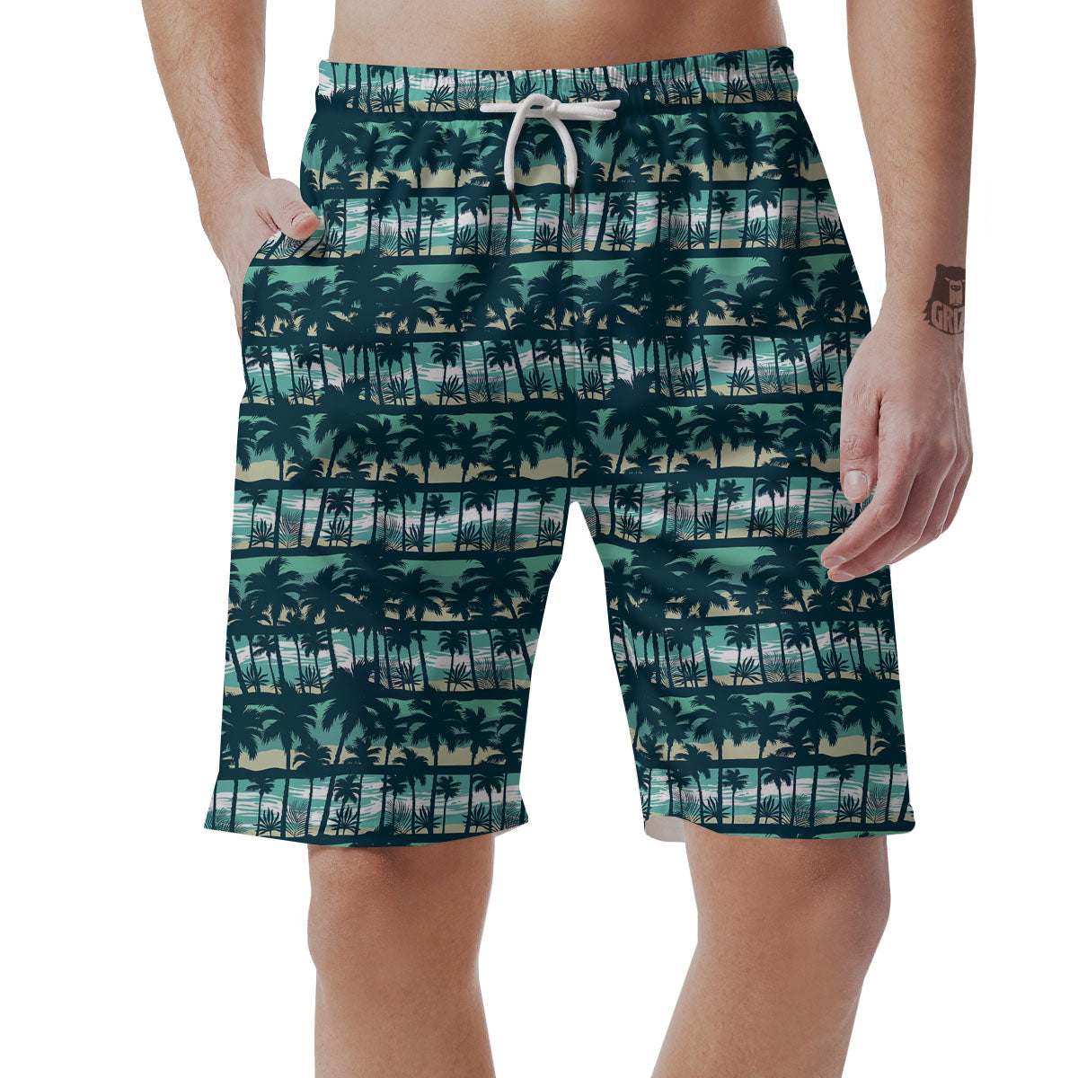 Palm Tree Print Pattern Men's Shorts-grizzshop