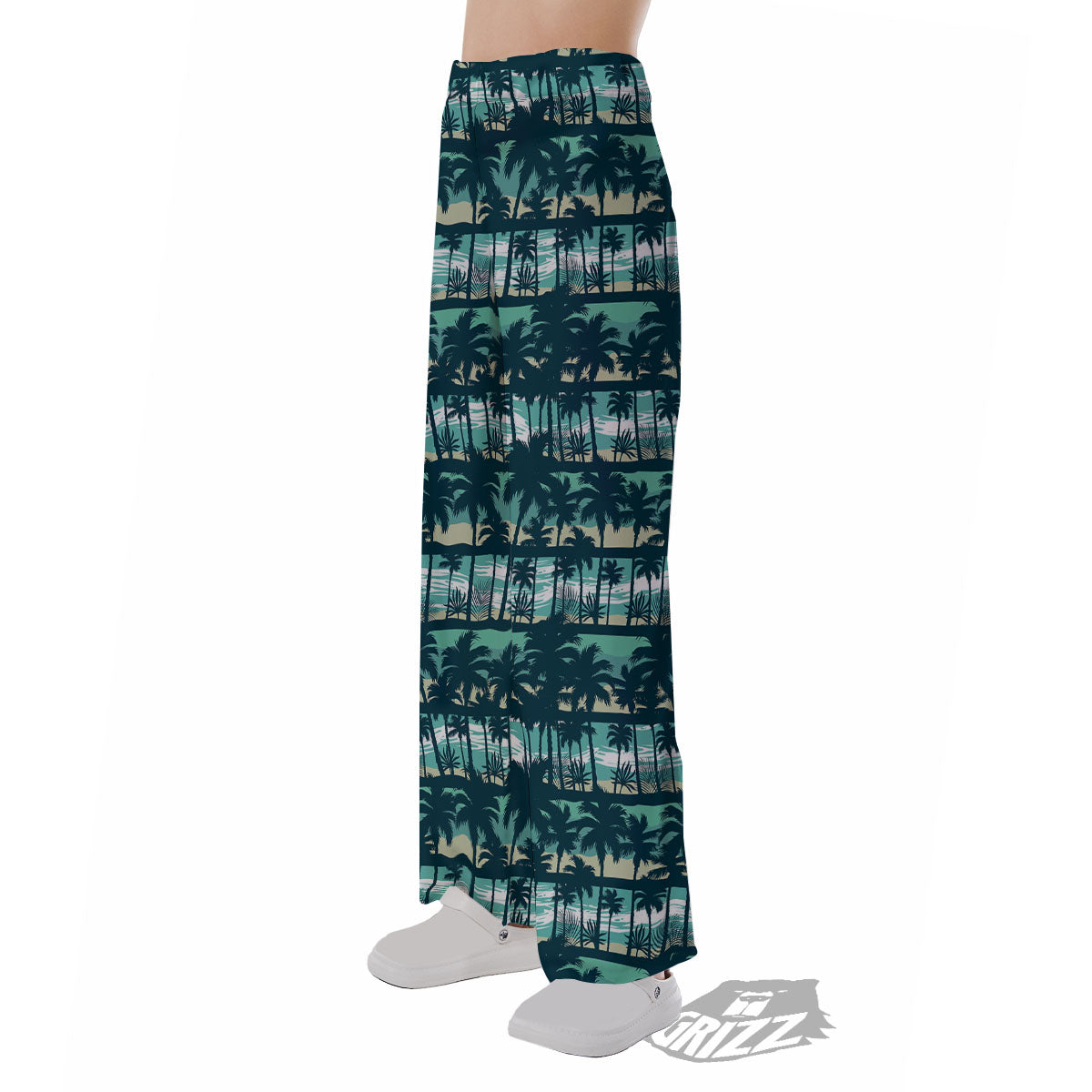 Palm Tree Print Pattern Pajama Pants-grizzshop