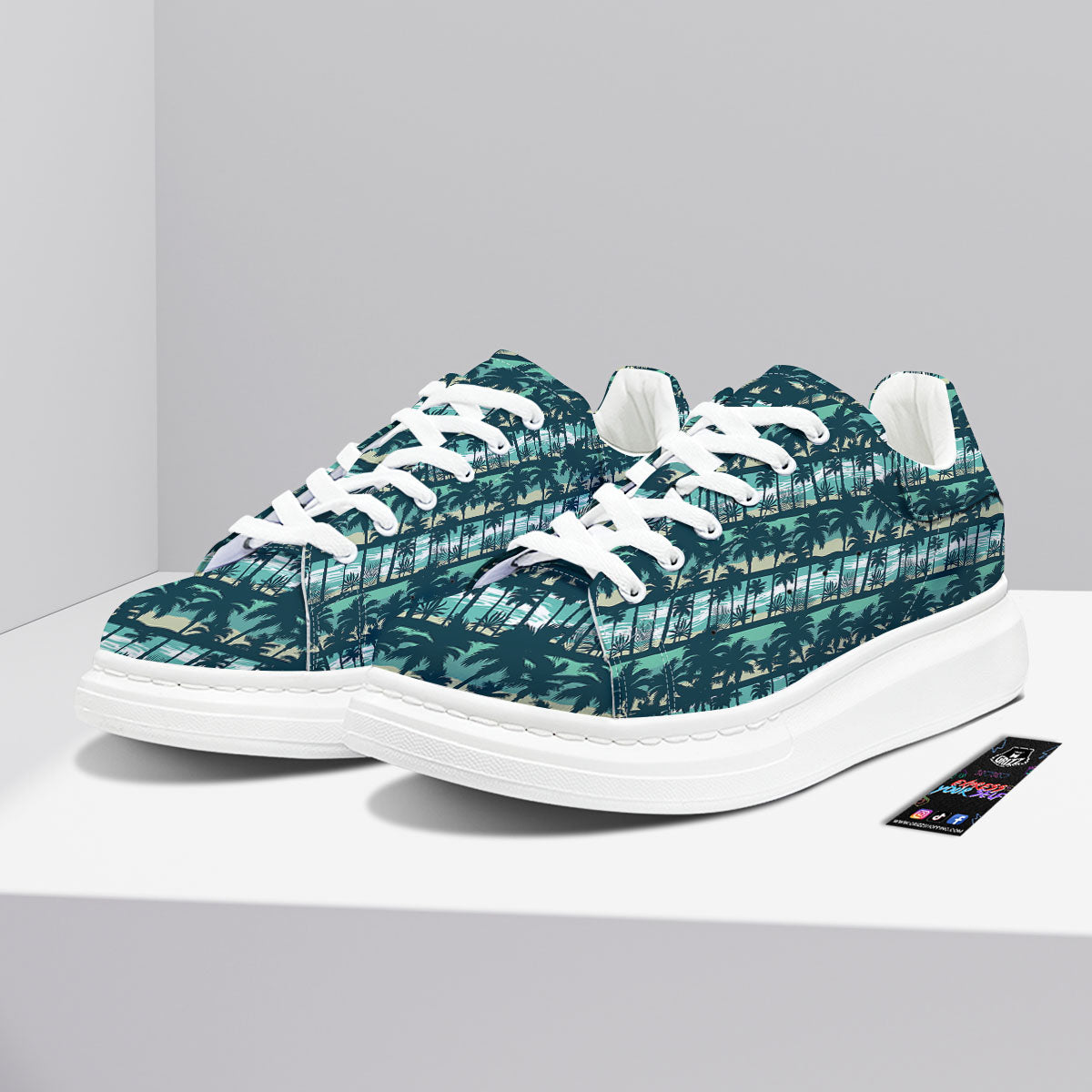 Palm Tree Print Pattern Platform Shoes-grizzshop