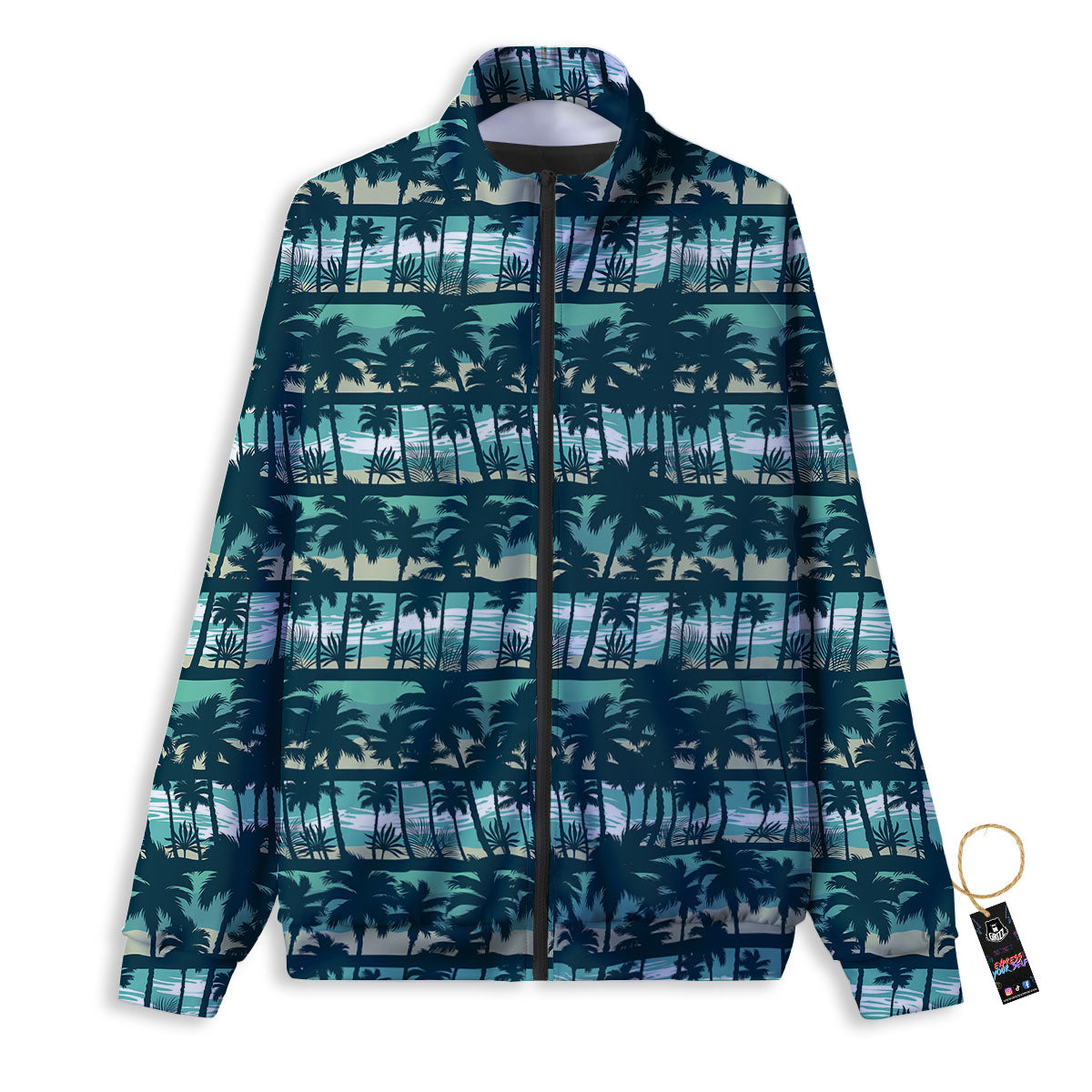 Palm Tree Print Pattern Track Jacket-grizzshop