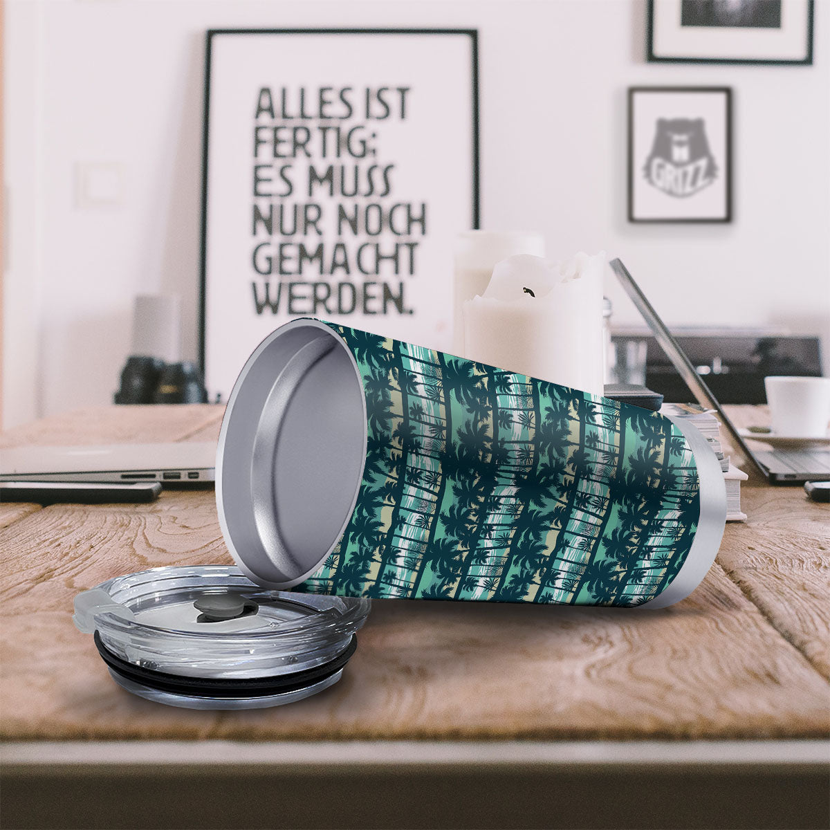 Palm Tree Print Pattern Tumbler-grizzshop