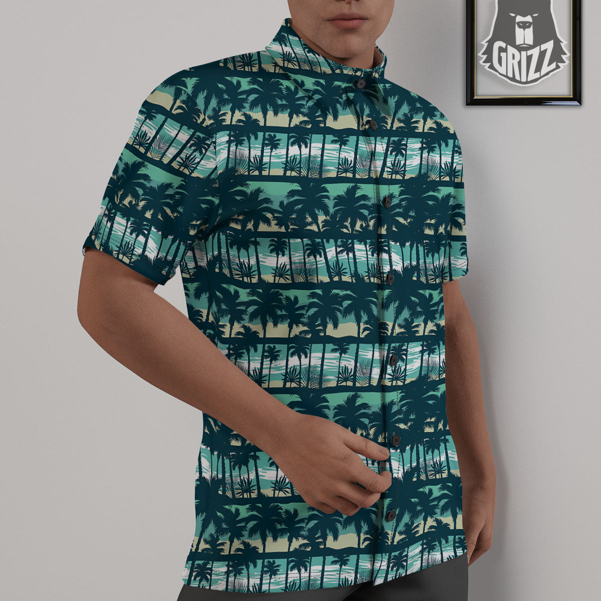 Palm Tree Print Pattern Untucked Shirts-grizzshop