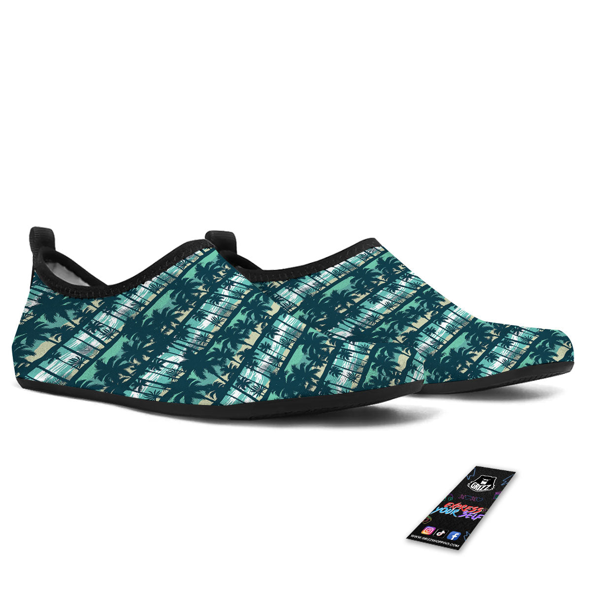 Palm Tree Print Pattern Water Shoes-grizzshop